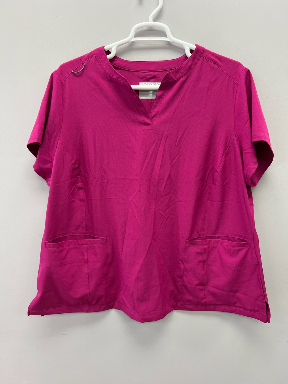 Skechers by Barco V-Neck Scrub Work Top in Bright Magenta Women's 3XL